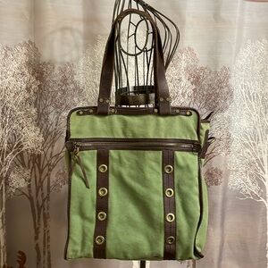 Lucky Brand Large Durable Canvas Leather Tote Unisex